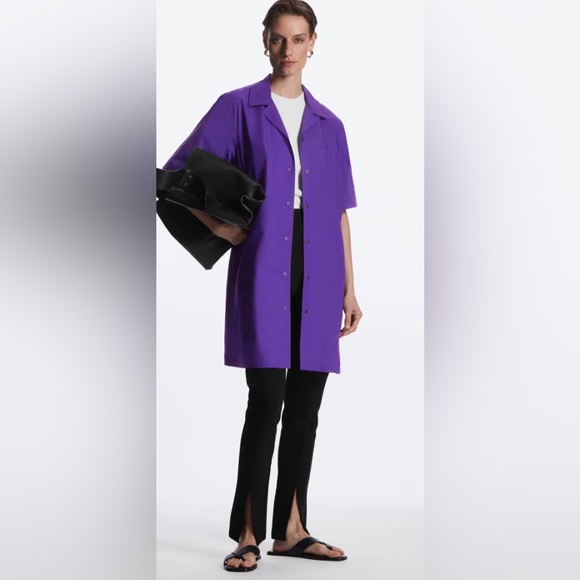 cos dress purple SQUARE-NECK KNITTED MINI DRESS